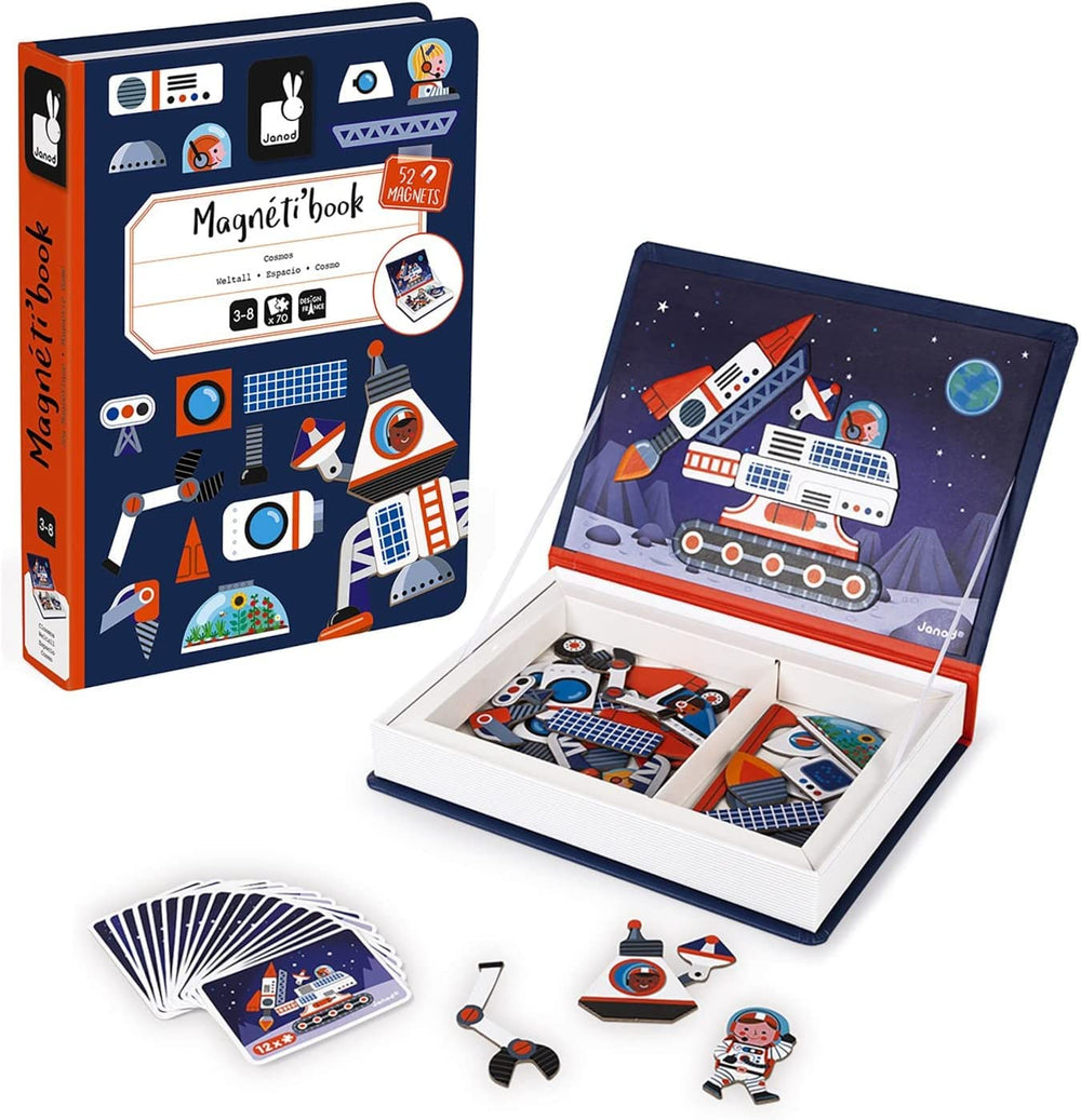 Janod Magneti'Book Universe 70 compact design fits in a bag for trips.