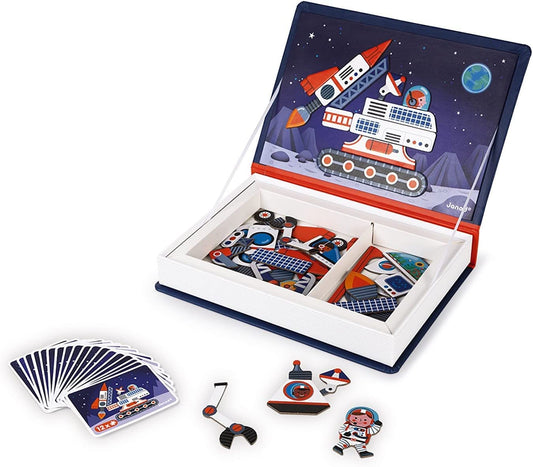 Janod Magneti'Book Universe 70 dress-up cards boost imaginative storytelling and fine motor skills.