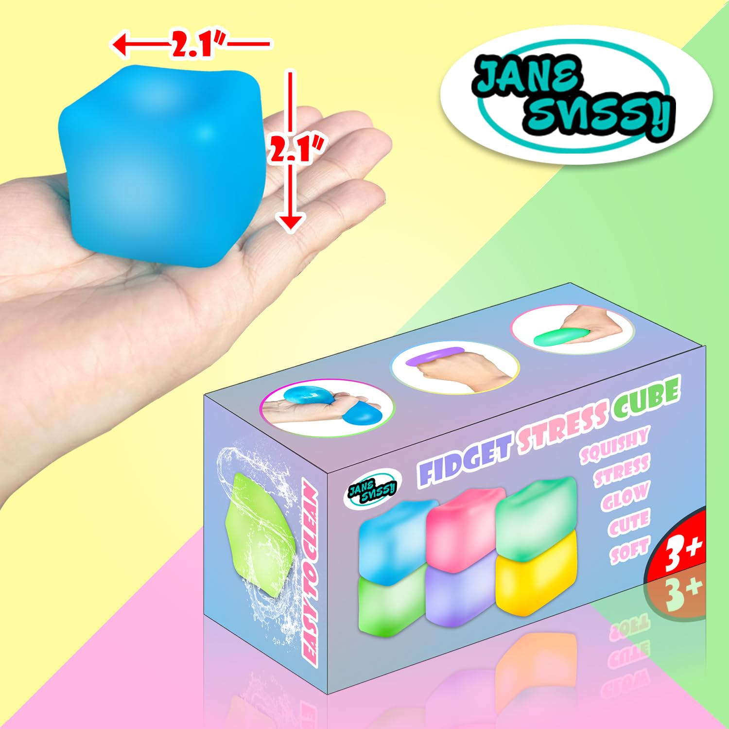 JANESVISSY stress cube purple glow for calming fidgeting breaks.