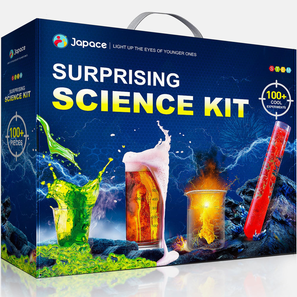 Japace 100+ Experiments Kit front view shows a complete STEM set for curious kids