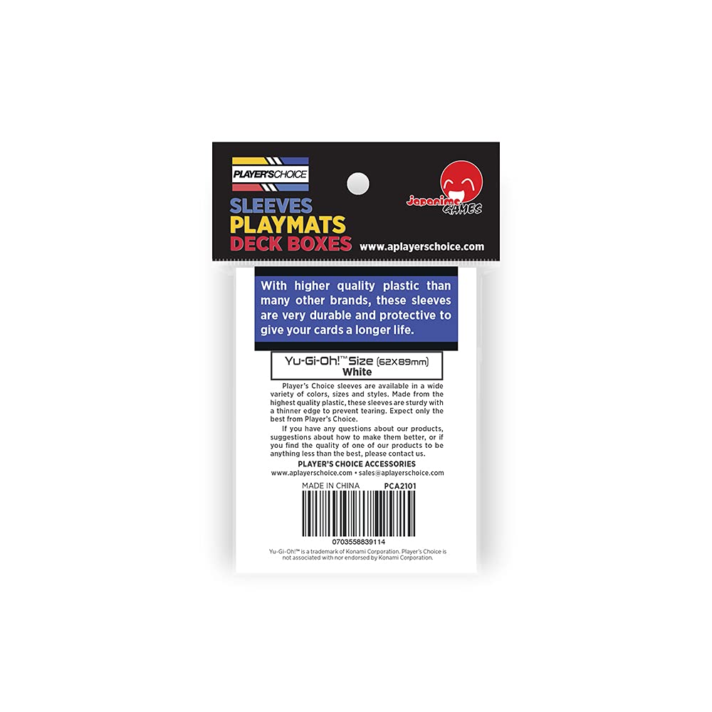 Japanime Games Mini White Sleeves show glossy finish and bold color