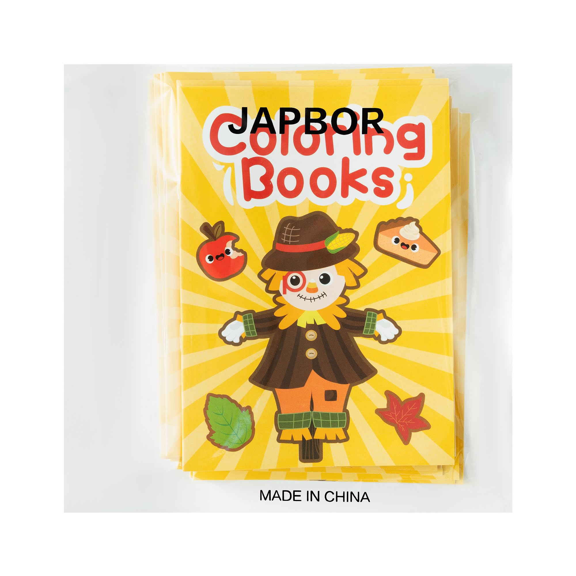 JAPBOR Fall Scarecrow coloring book back cover – portable and ready to go.
