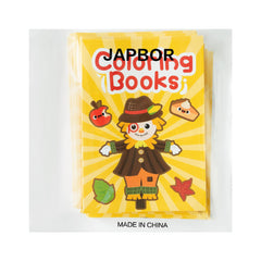 JAPBOR Fall Scarecrow coloring book back cover – portable and ready to go.