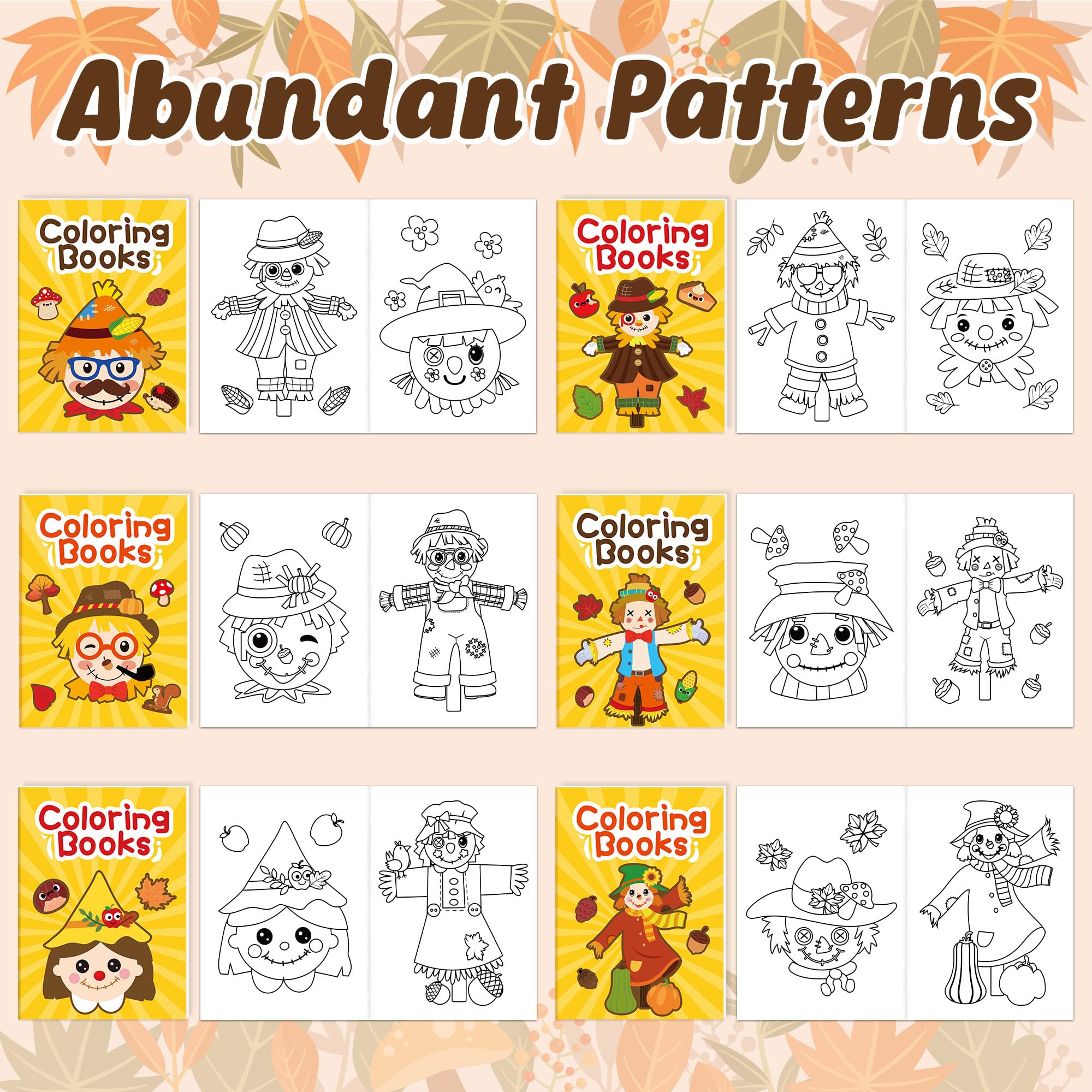 JAPBOR Fall Scarecrow coloring book inside page 1 – detailed patterns for young colorists.
