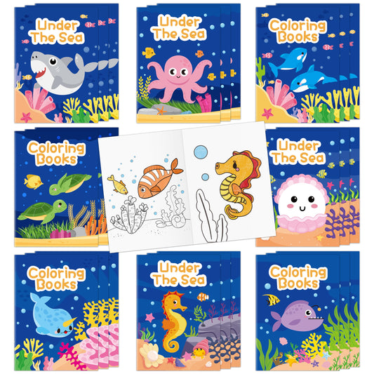 JAPBOR Ocean Animals coloring book set with 24 mini volumes for kids to explore sea life