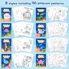 JAPBOR inside pages showing double-sided prints with 96 sea life illustrations