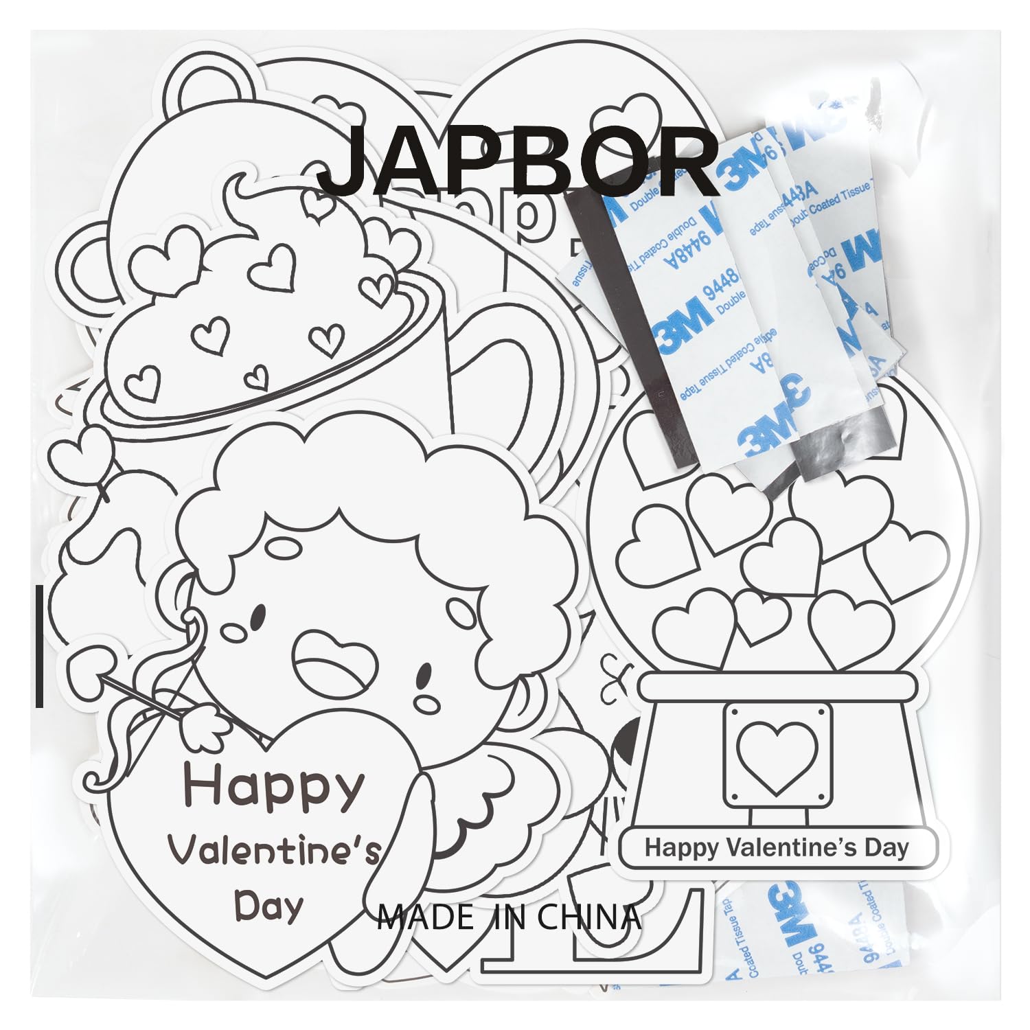 JAPBOR party favors for Valentine events and classroom activities.
