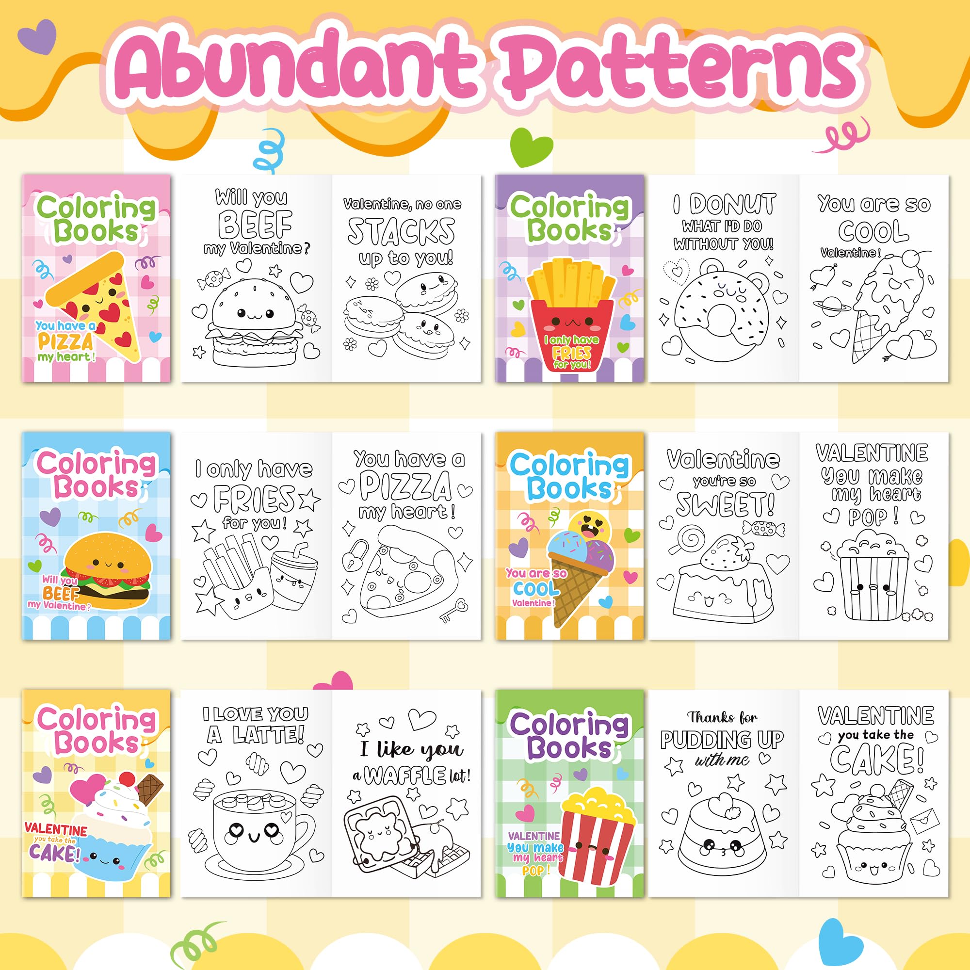 JAPBOR mini coloring book set featuring cakes and ice cream for party favors.