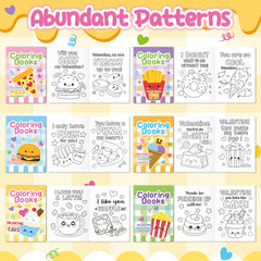 JAPBOR mini coloring book set featuring cakes and ice cream for party favors.