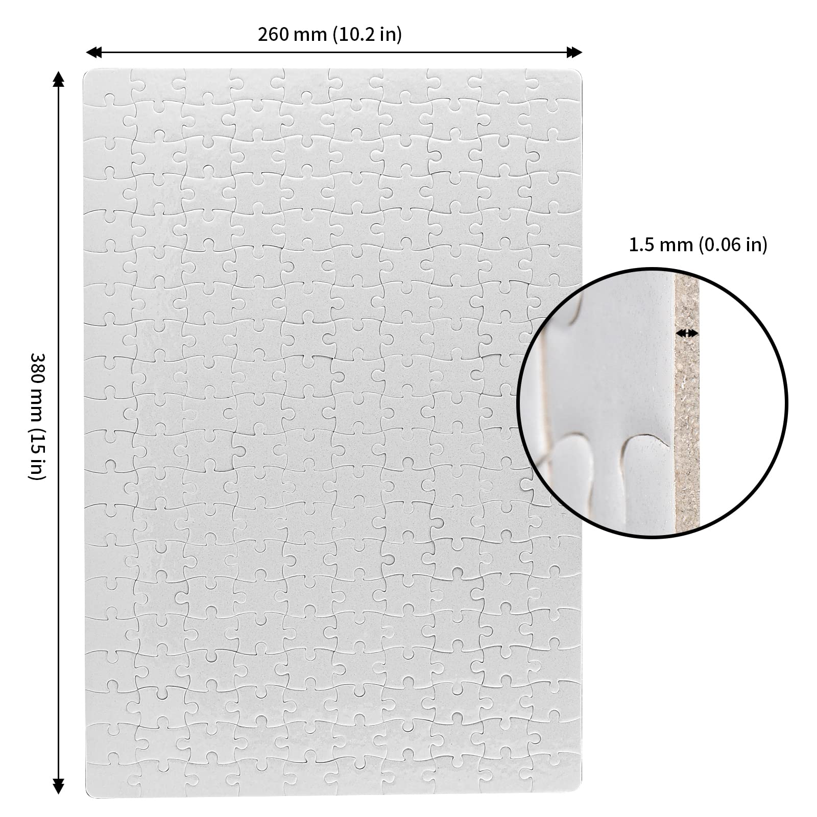 JAPCHET white jigsaw puzzle blank surface ideal for high-quality heat transfer