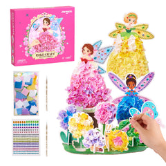 Jar Melo 3-in-1 Princess Garden poke kit in progress with princess figures and sparkling gems