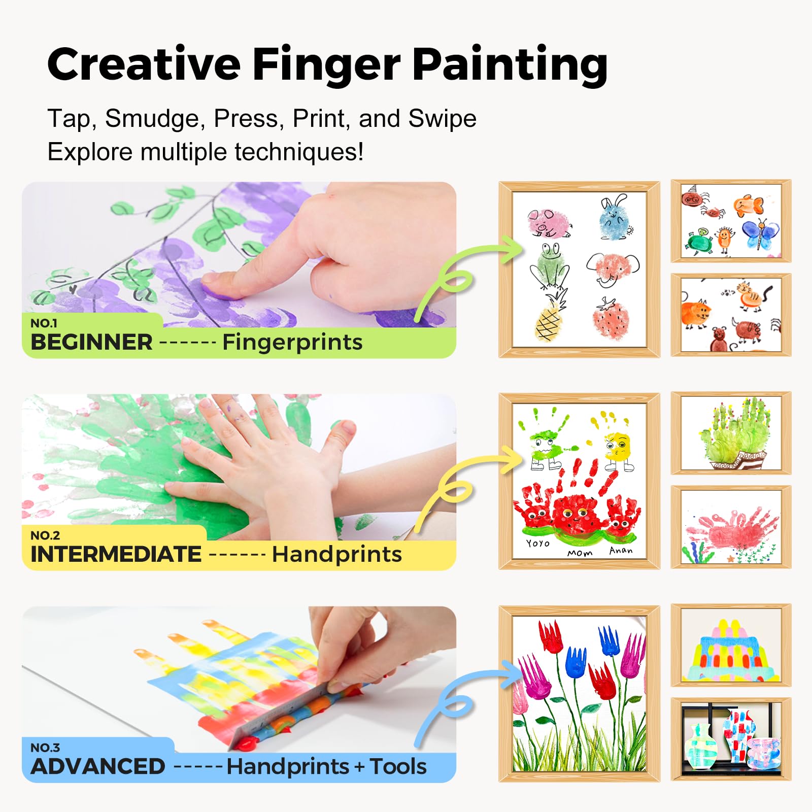 Jar Melo finger paints suitable for paper crafts and canvas