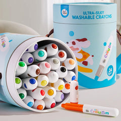 Jar Melo Jumbo Washable Crayons box front view displays 24 vibrant colors for creative play.