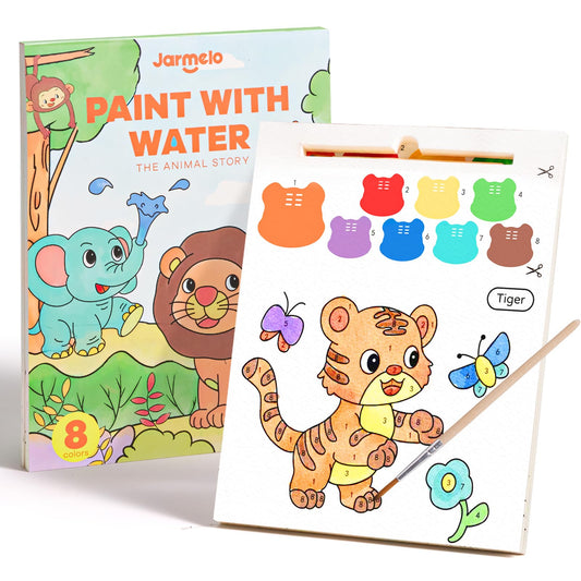 Jar Melo paint with water book airplane page for travel-friendly coloring and mess-free practice.