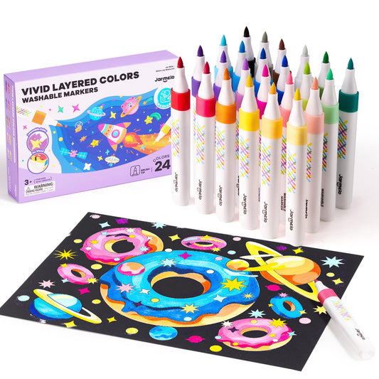 Jar Melo 24-color box shows bold classroom-ready color.
