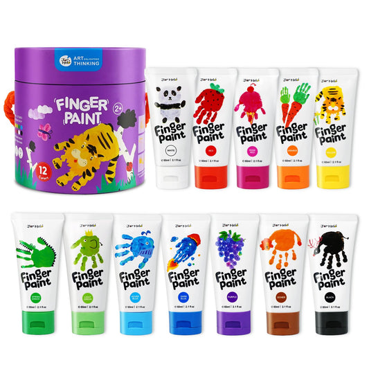 Jar Melo Washable Finger Paints: 12 colorful tubes for toddler art sessions