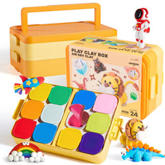 Jar Melo air dry clay 24-color storage box keeps colors organized for crafting