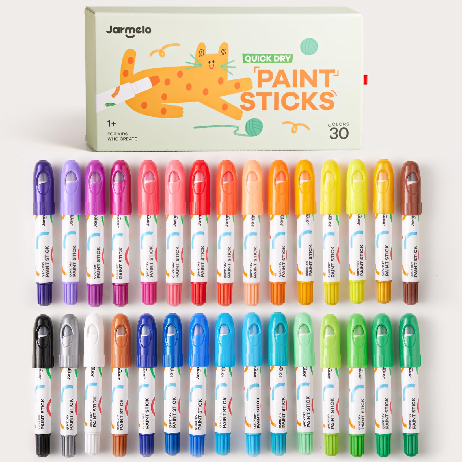 Jar Melo tempera paint sticks 30-color pack for vibrant kid art.