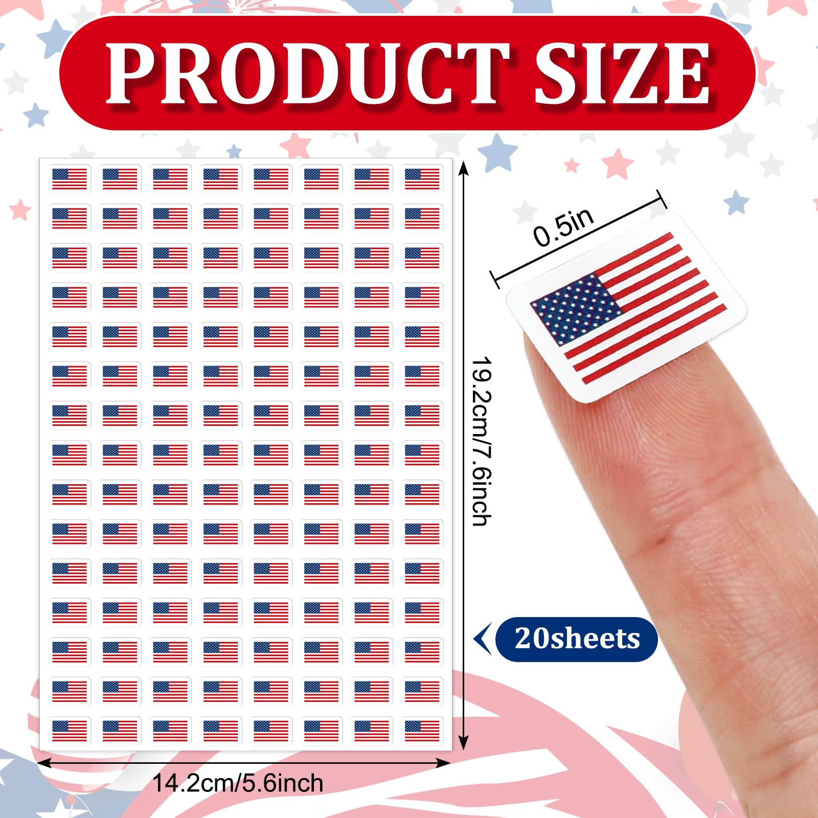JarThenaAMCS patriotic flag sticker, perfect for gift bags and wrapping