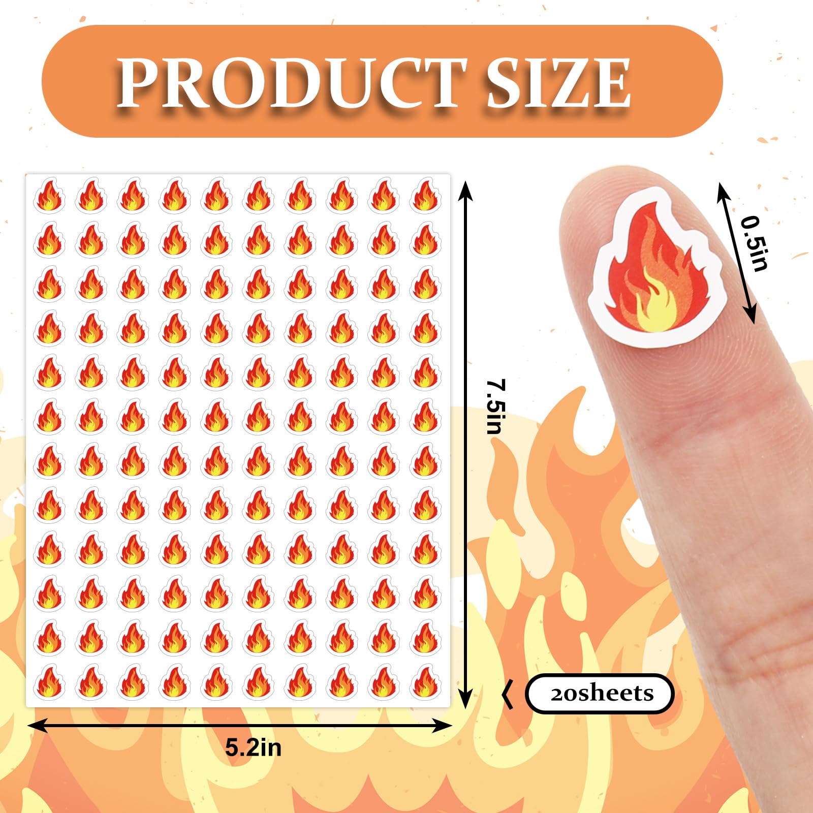 JarThenaAMCS orange fire sticker 0.5in on a scrapbook page for decoration