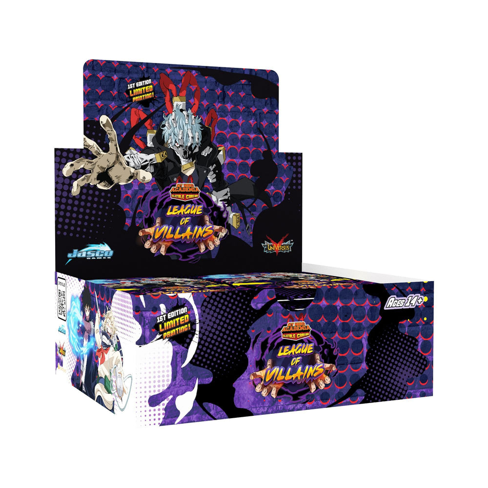 Jasco My Hero Academia League of Villains booster packs displayed for deck-building