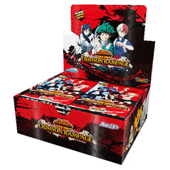 Jasco My Hero Academia Crimson Rampage booster display front with vibrant card art for collectors.
