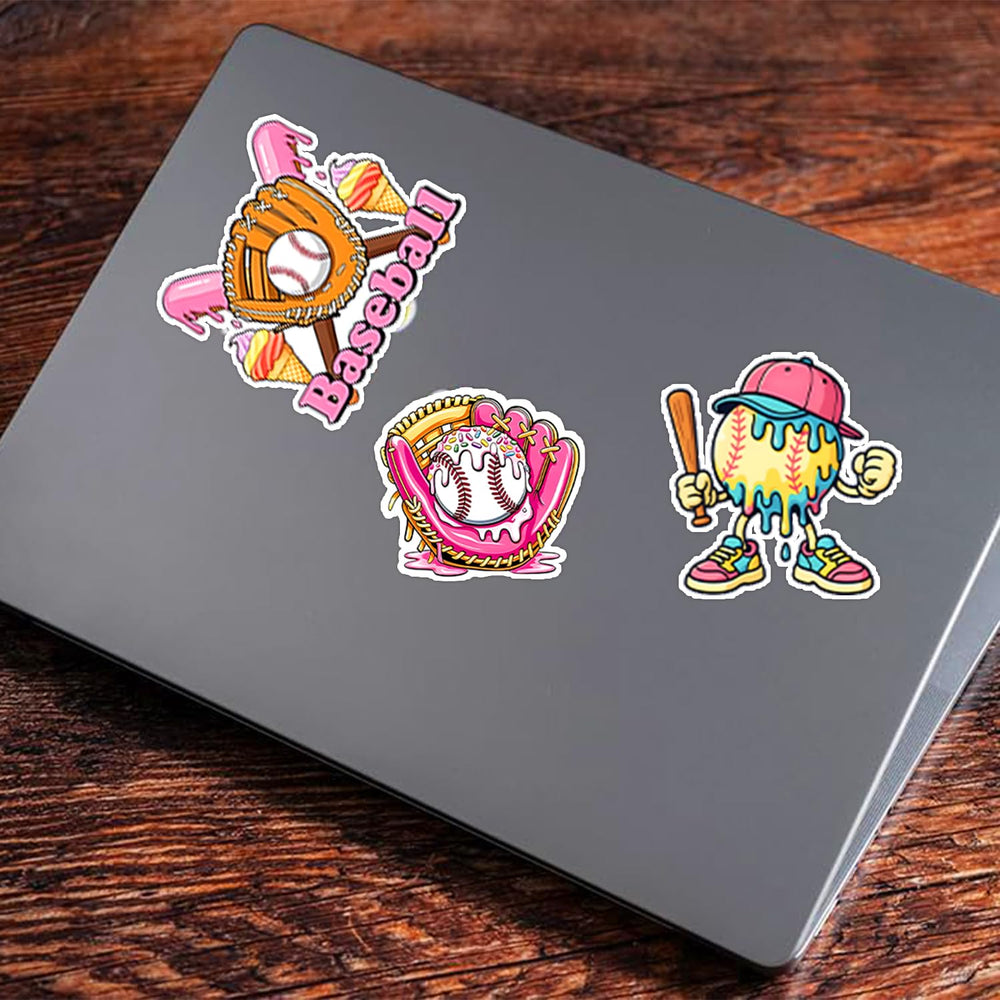 Jaskgom baseball ice cream drip stickers on phone case create eye catching game day accessories.
