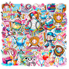 Jaskgom baseball ice cream drip stickers pack for vibrant team gear and party decor.
