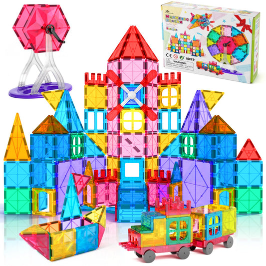 Jasonwell 100pcs magnetic tiles enable creative building and STEM learning at home