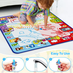 Jasonwell Aqua Water Doodle Mat spans 31 by 31 inches for expansive art