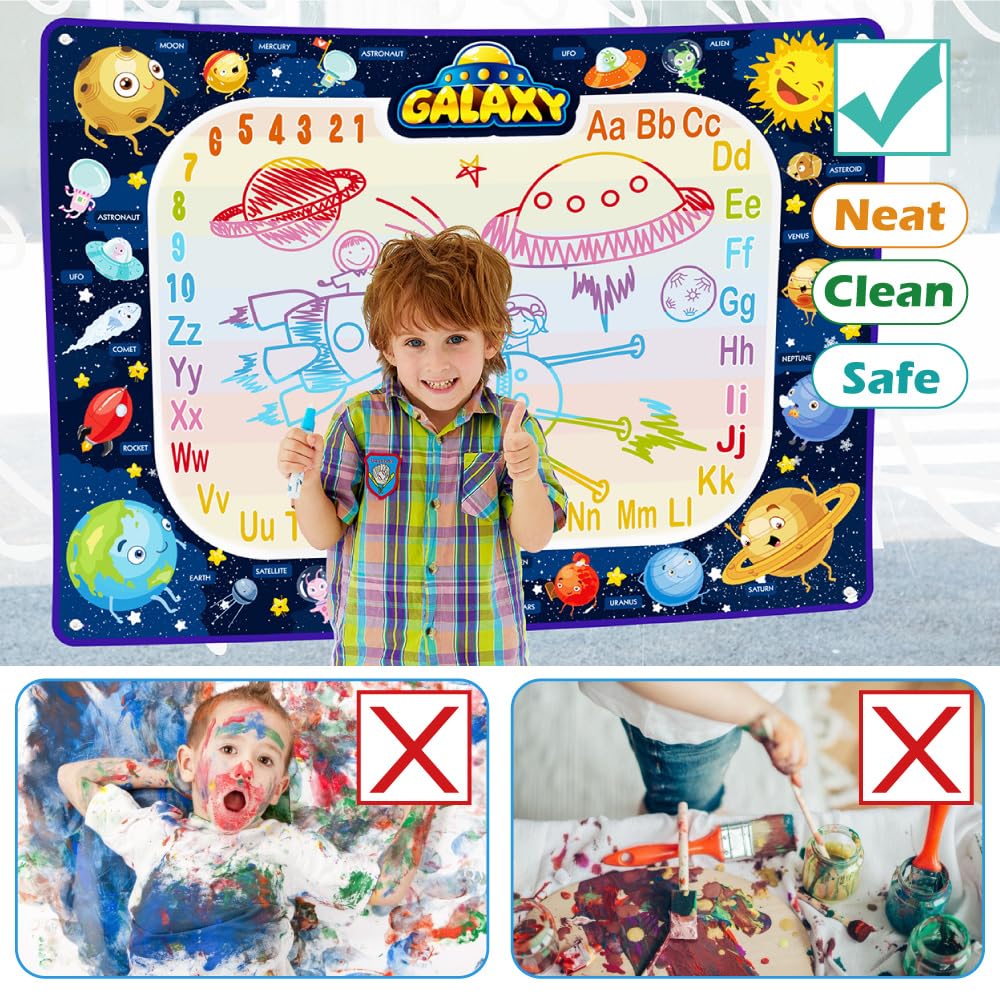 Jasonwell Aqua Water Doodle Mat Galaxy: suction cups keep the mat steady during play