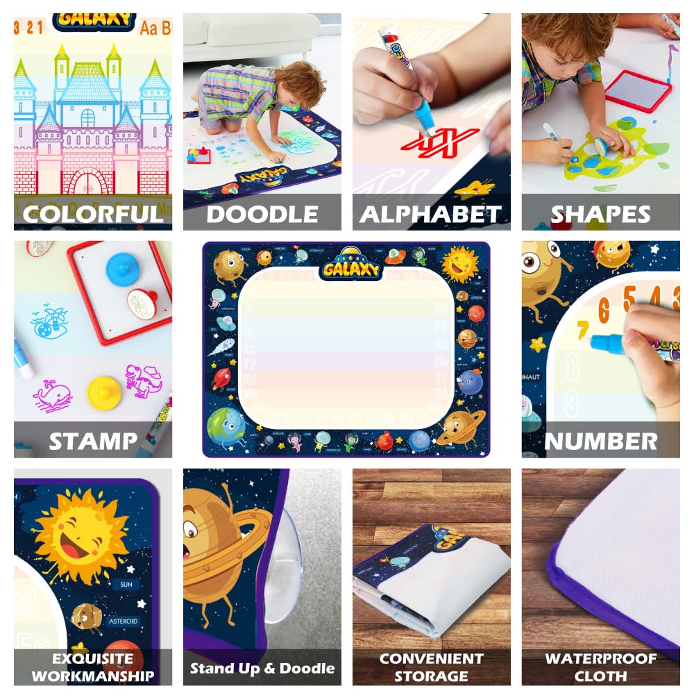 Jasonwell Aqua Water Doodle Mat Galaxy: templates and stamps spark guided art sessions