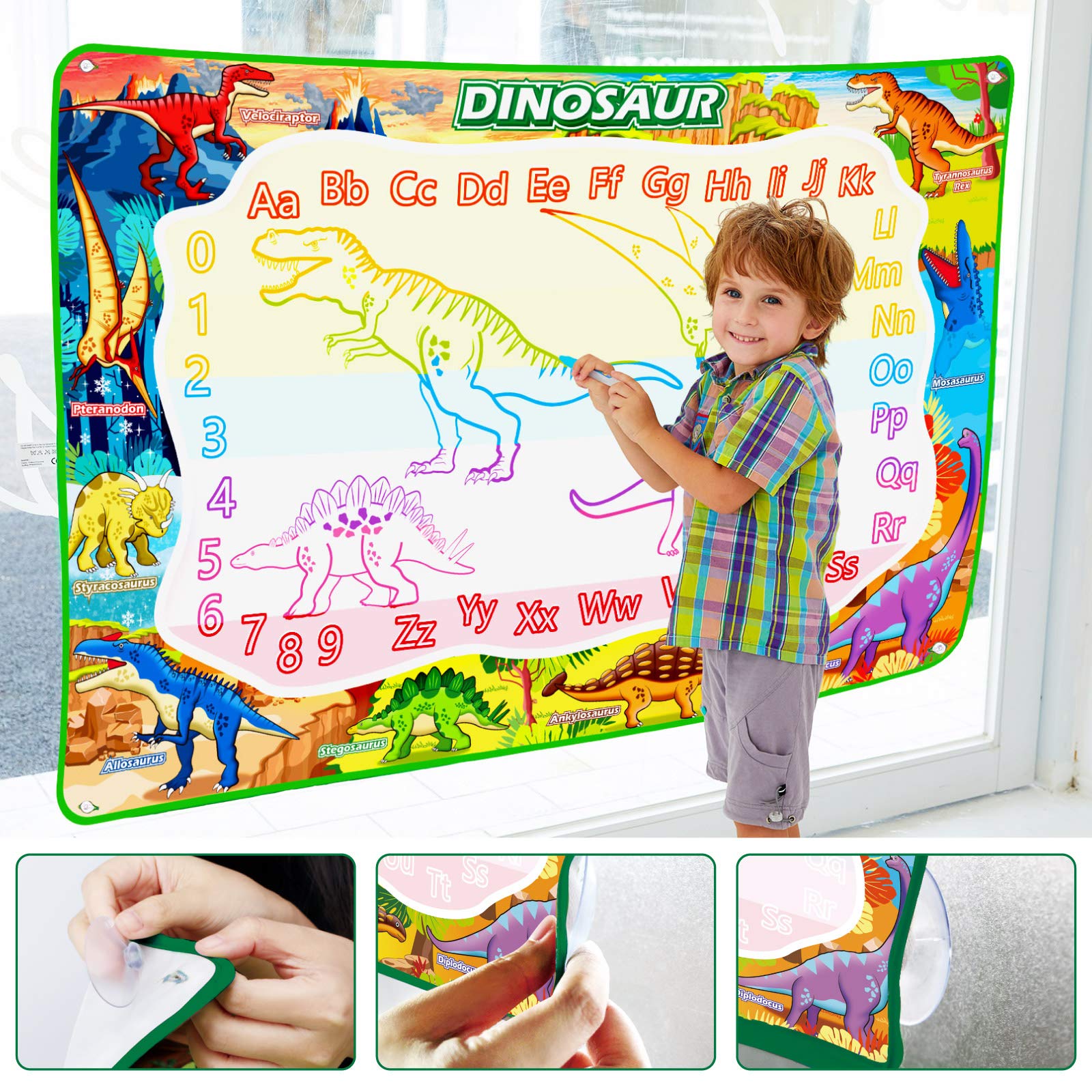 Jasonwell Aqua Water Doodle Mat includes seven pens for mess-free drawing