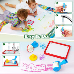 Jasonwell Aqua Water Doodle Mat includes six stamps and a roller for playful textures