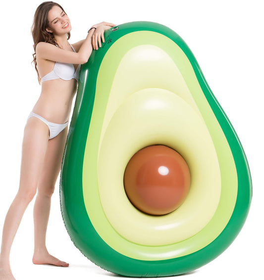 Jasonwell avocado pool float with brown ball for added poolside fun.