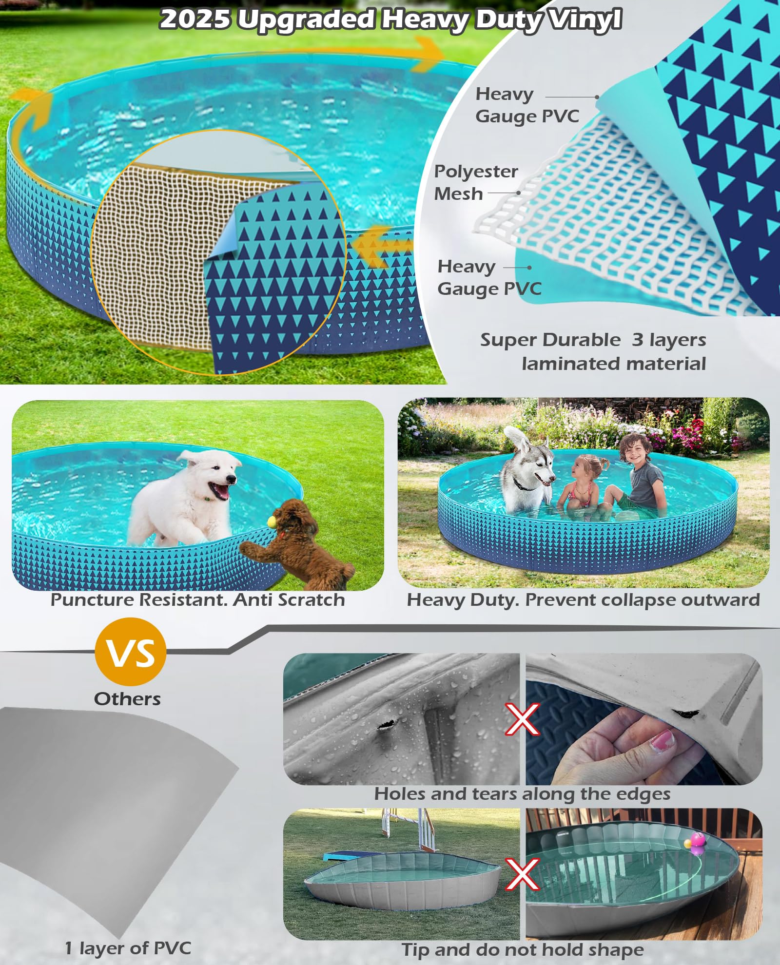 Jasonwell dog pool drain hole visible for quick emptying and refresh