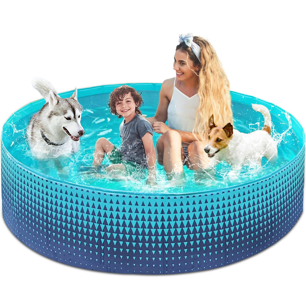 Jasonwell foldable dog pool front view shows easy setup for backyard fun