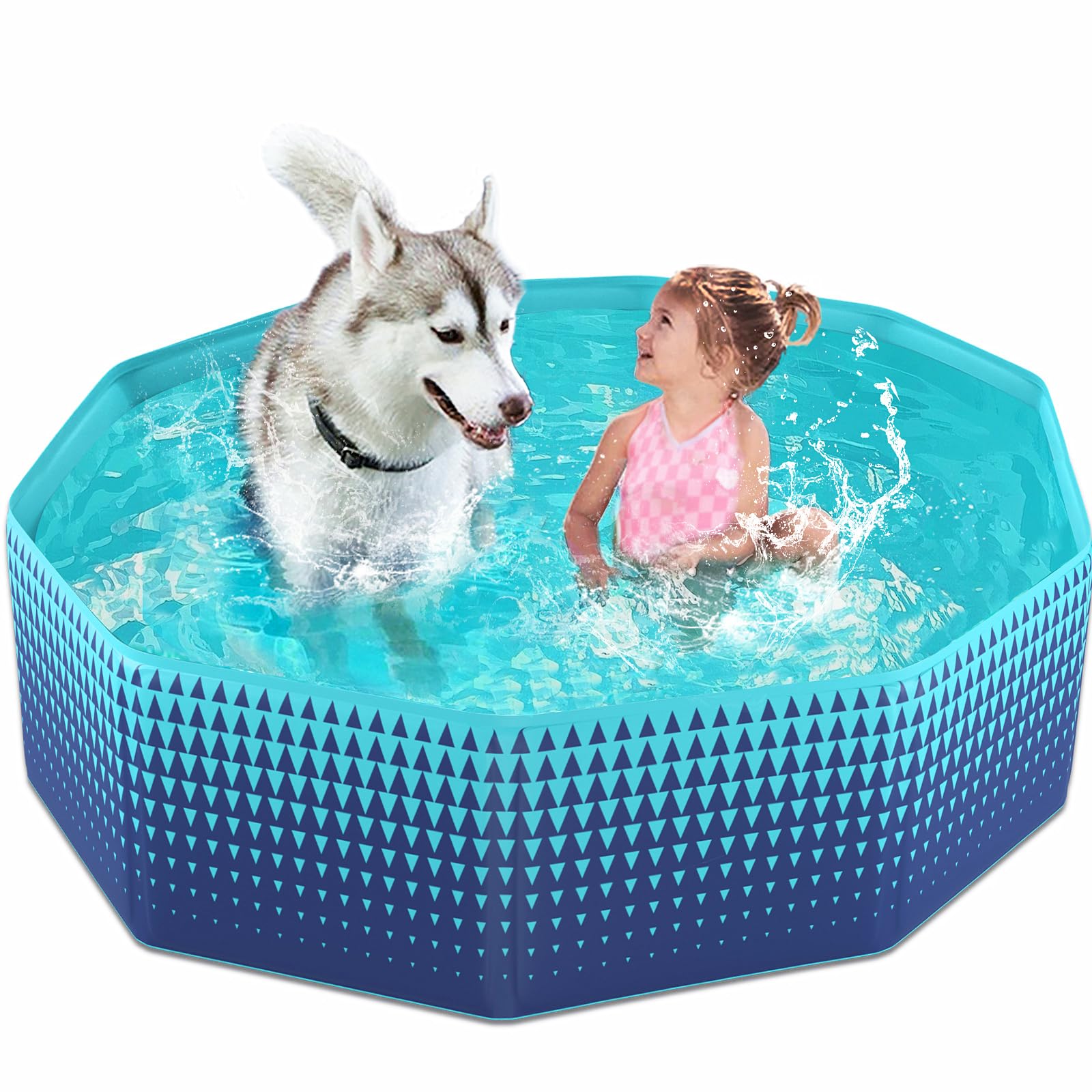 Jasonwell foldable dog pool setup in backyard for easy storage