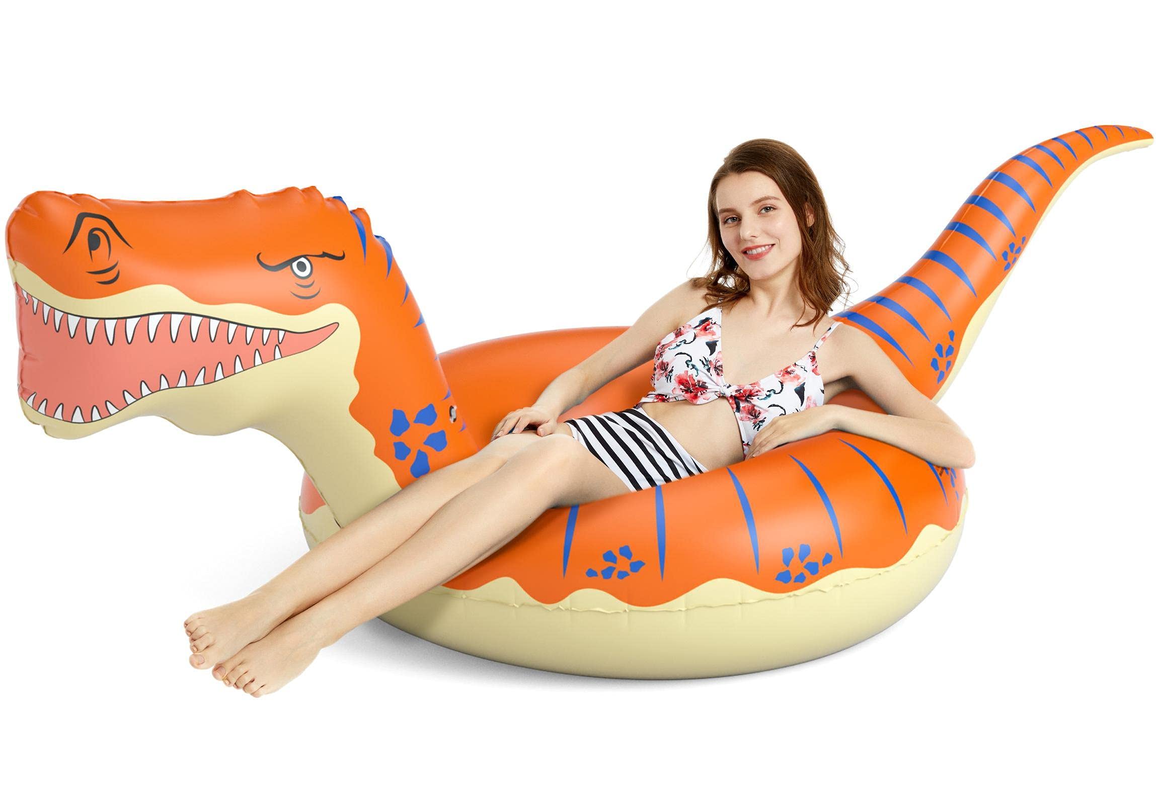 Jasonwell giant dinosaur pool float featuring a Tyrannosaurus Rex for spacious pool fun.