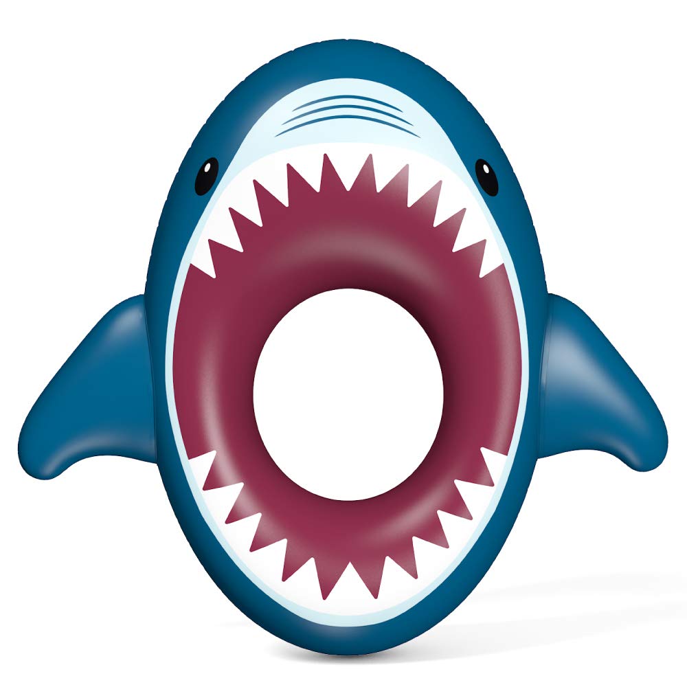 Jasonwell giant shark pool float for family water fun and easy supervision.