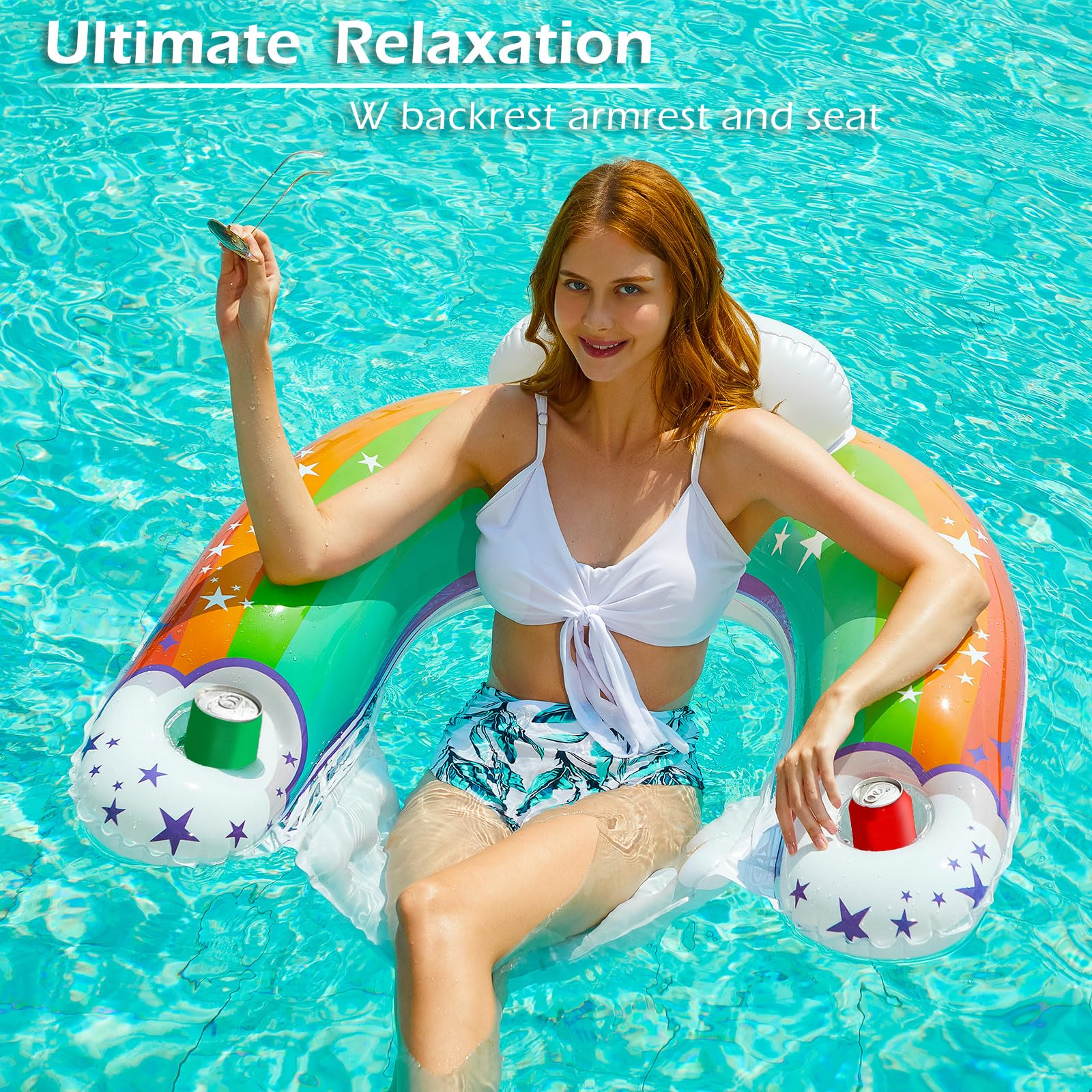Jasonwell inflatable pool float chair side view showing backrest and stability in water