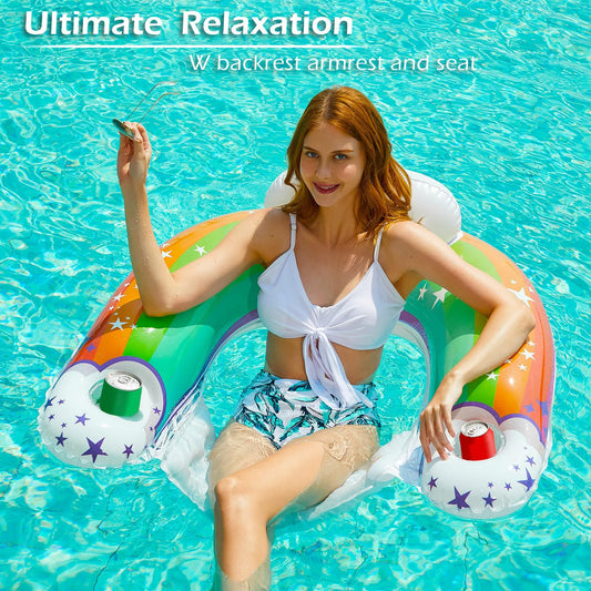 Jasonwell inflatable pool float chair side view showing backrest and stability in water