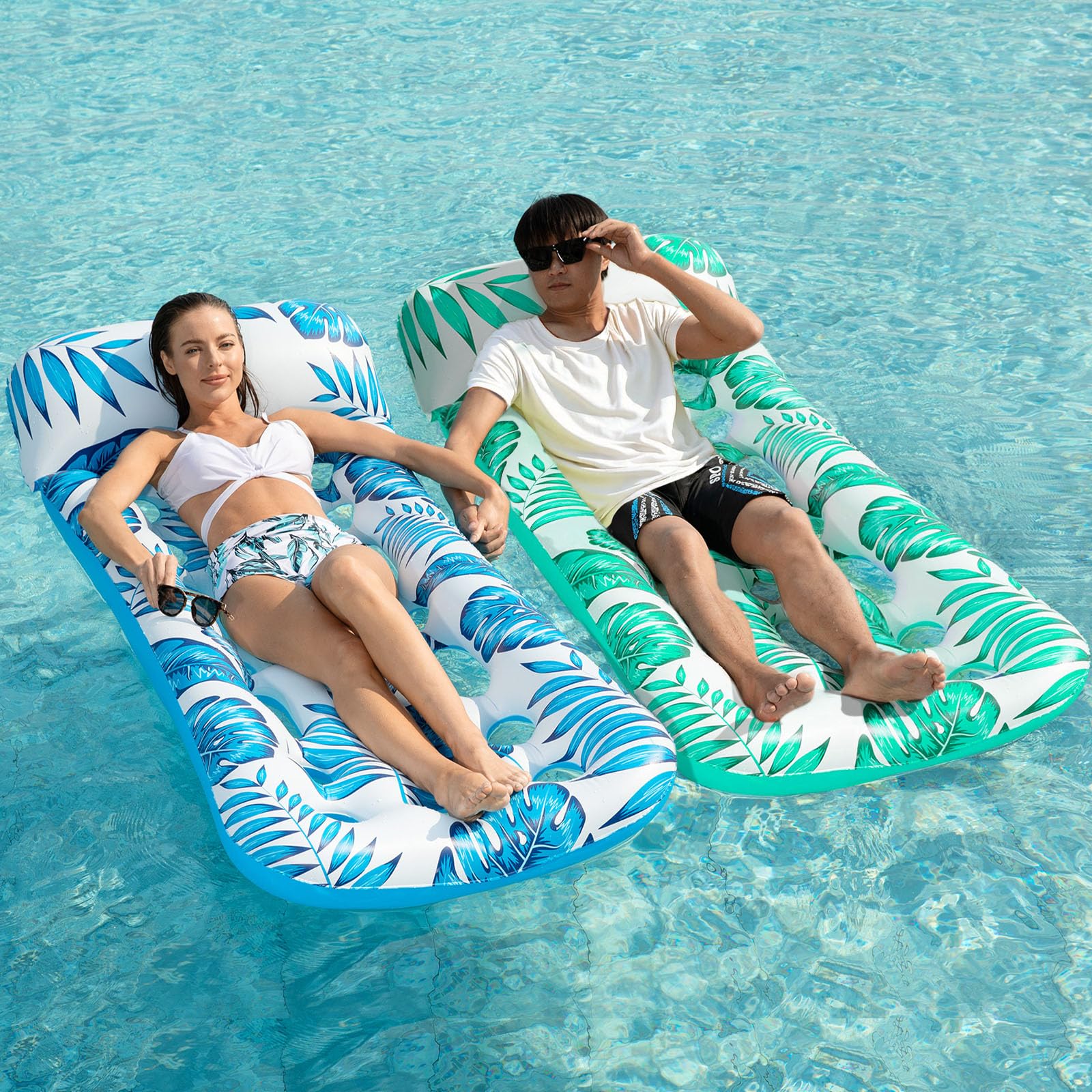 Jasonwell inflatable pool float lounge with headrest for comfortable resting on water surface