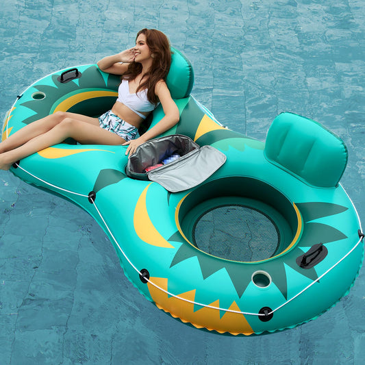 Jasonwell 2-person river tube with backrest for extended lounging on the water.