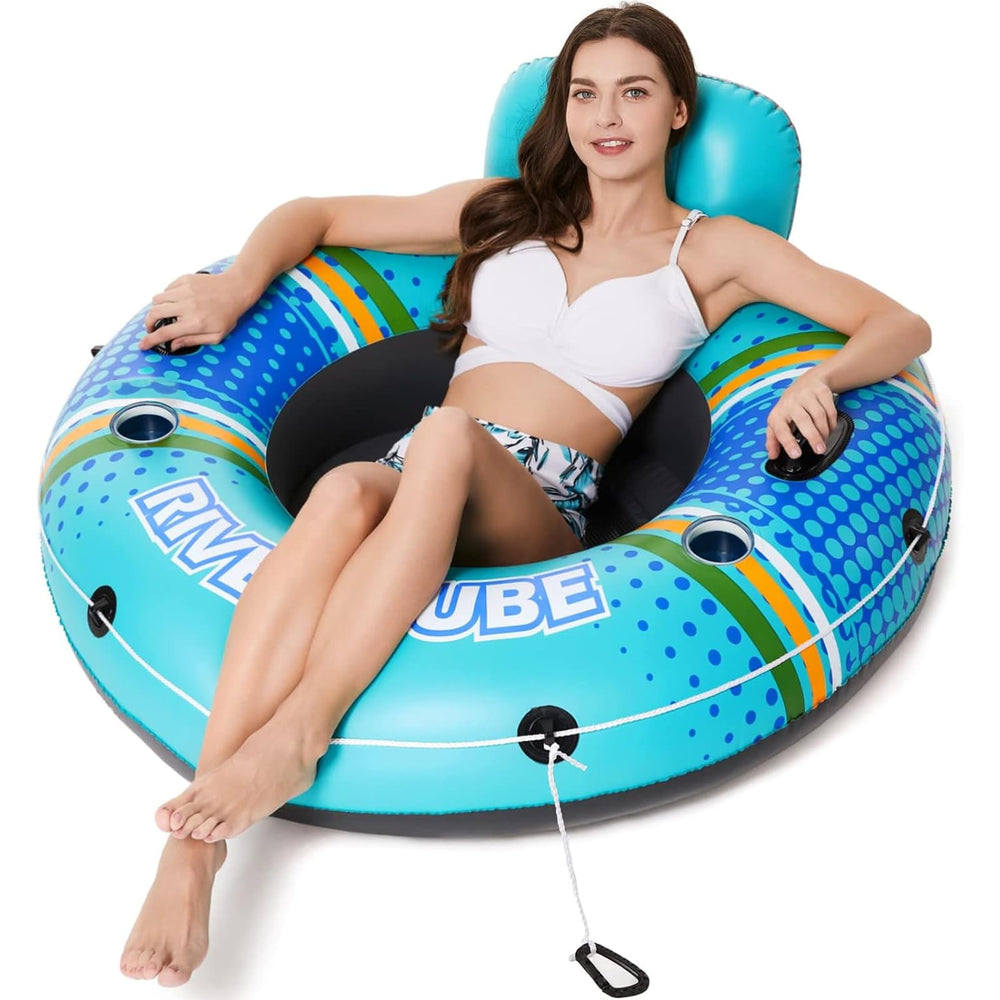 Jasonwell inflatable river tube backrest provides comfortable support for long floats.