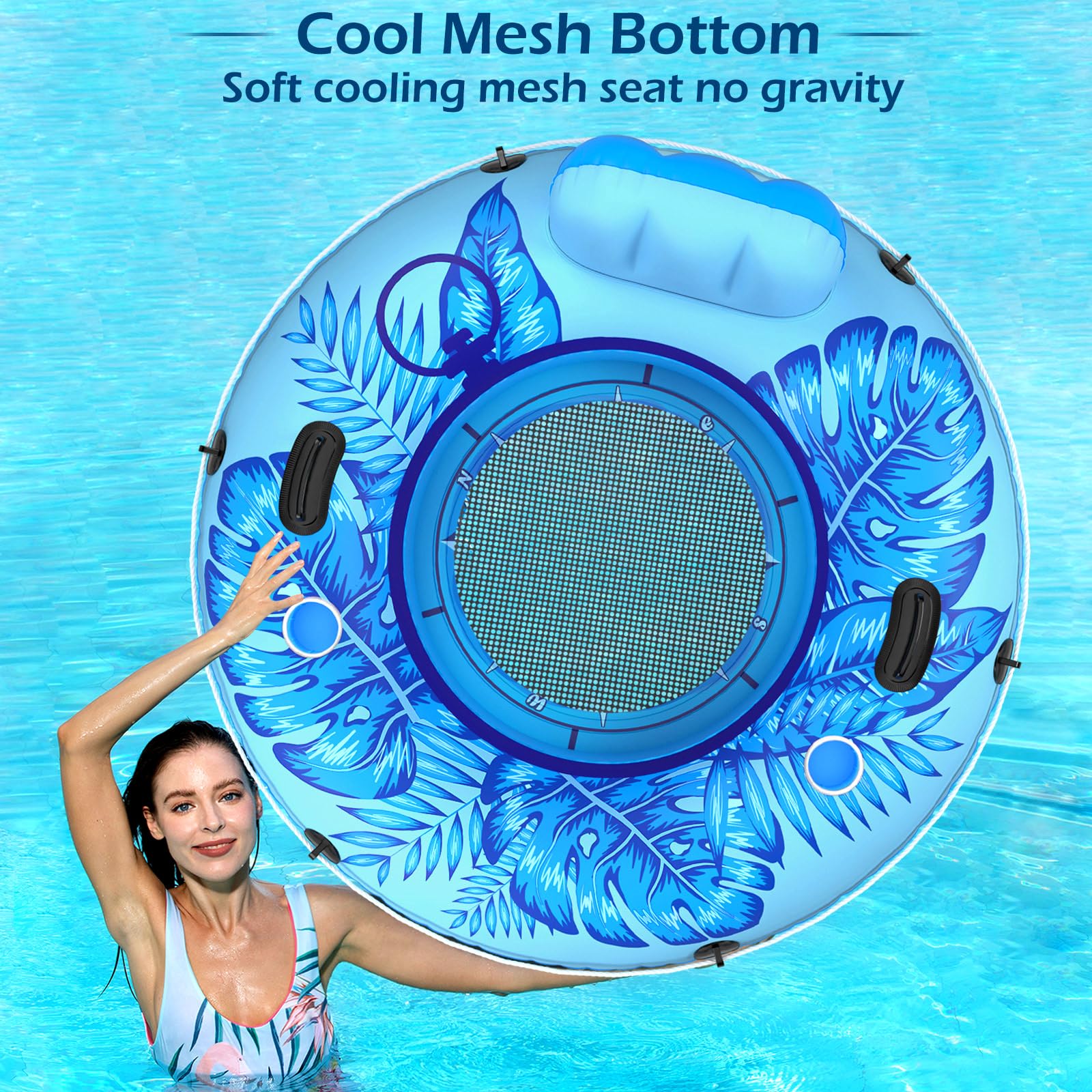 Jasonwell river float features grip handles for secure control and safety.