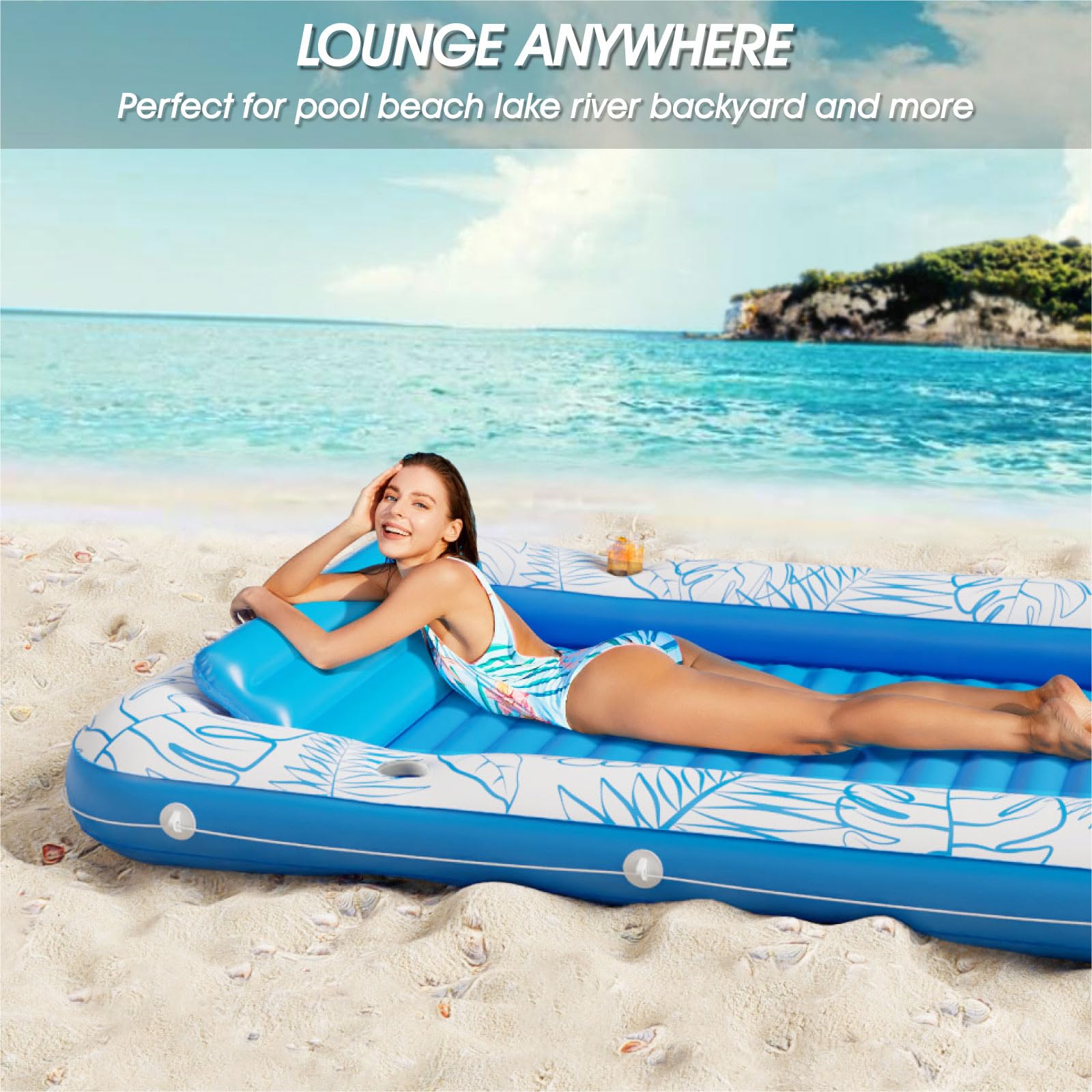 Jasonwell pool lounger with built-in cup holders for beverages nearby