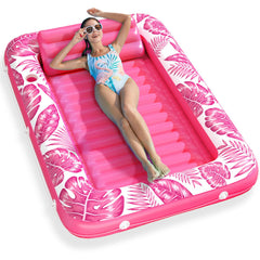 Jasonwell inflatable tanning pool lounger with pillow and base for neck support.