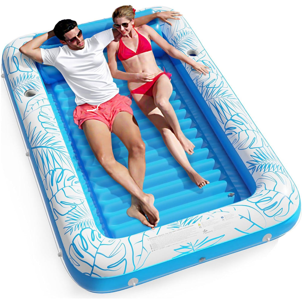 Jasonwell inflatable tanning pool lounger with pillow-neck-support for comfortable lounging