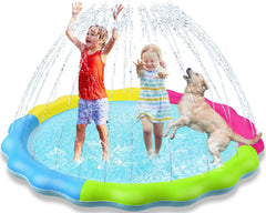 Jasonwell Kids Dog Splash Pad in use with kids and pets enjoying cooling water play.